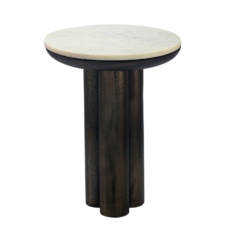 Dalvor rundt sidebord 36 cm i metall med marmorplate - hvit og svart - Møbler - Bord - Avlastningsbord & sidobord - Pidestall & blomsterpidestall