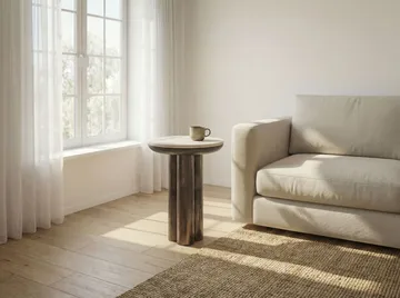 Dalvor rundt sidebord 36 cm i metall med marmorplate - hvit og svart - Møbler - Bord - Avlastningsbord & sidobord - Pidestall & blomsterpidestall