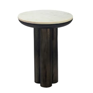 Dalvor rundt sidebord 36 cm i metall med marmorplate - hvit og svart - Møbler - Bord - Avlastningsbord & sidobord - Pidestall & blomsterpidestall