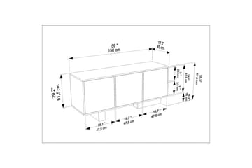 Dargaville Konsollbord 150 cm - Valnøtt/Travertin - Møbler - Bord - Avlastningsbord & sidobord - Konsollbord & gangbord