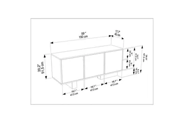 Dargaville Konsollbord 150 cm - Valnøtt/Travertin - Oppbevaring - Oppbevaringsmøbler - Sideboard & skjenk