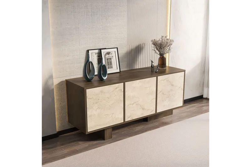 Dargaville Konsollbord 150 cm - Valnøtt/Travertin - Oppbevaring - Oppbevaringsmøbler - Sideboard & skjenk
