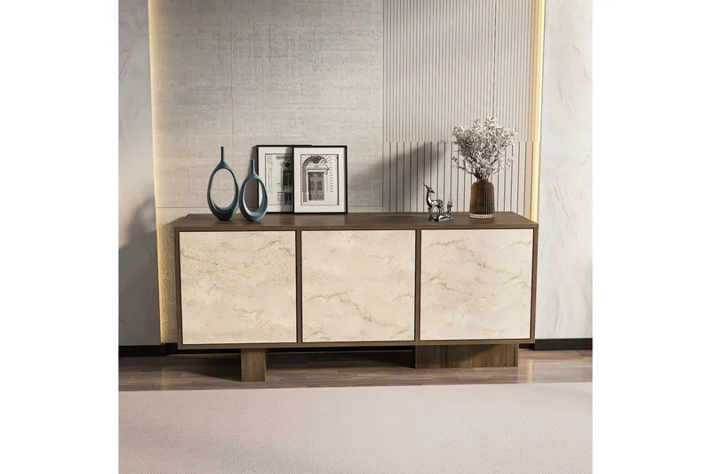 Dargaville Konsollbord 150 cm - Valnøtt/Travertin - Oppbevaring - Oppbevaringsmøbler - Sideboard & skjenk