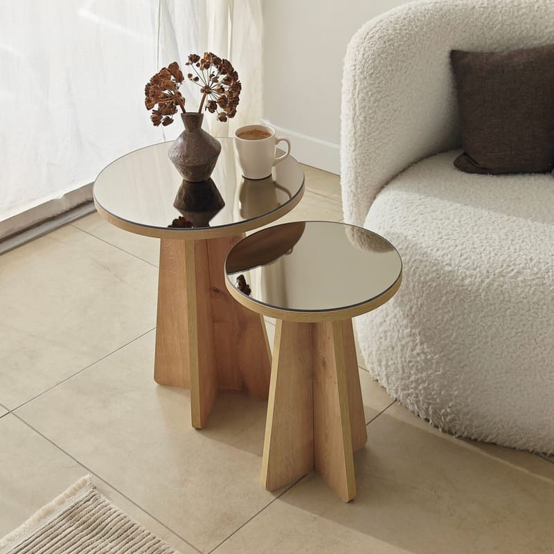 Dasina sidebord 2 deler 50 cm - Bronzie / Safir Eik - Møbler - Bord - Avlastningsbord & sidobord - Settbord