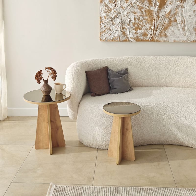 Dasina sidebord 2 deler 50 cm - Bronzie / Safir Eik - Møbler - Bord - Avlastningsbord & sidobord - Settbord