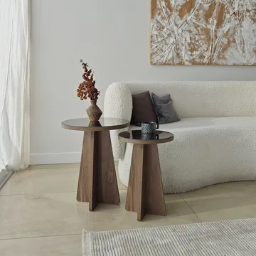 Dasina sidebord 2 deler 50 cm - Bronzie / Valnøtt - Møbler - Bord - Avlastningsbord & sidobord - Settbord