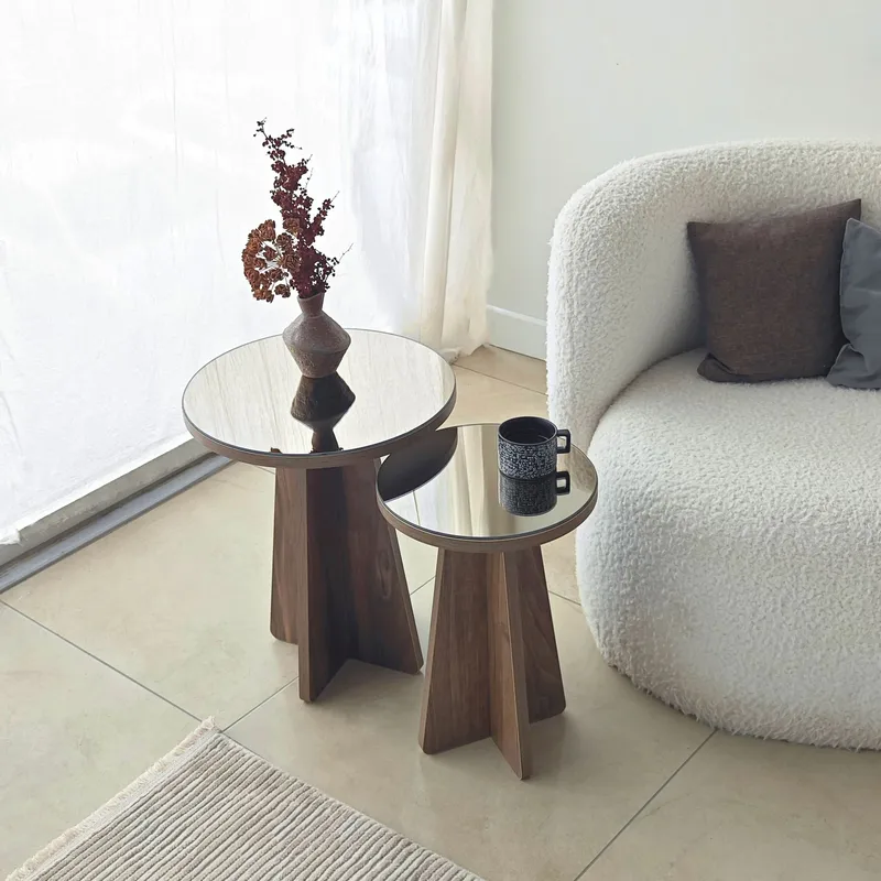 Dasina sidebord 2 deler 50 cm - Bronzie / Valnøtt - Møbler - Bord - Avlastningsbord & sidobord - Settbord