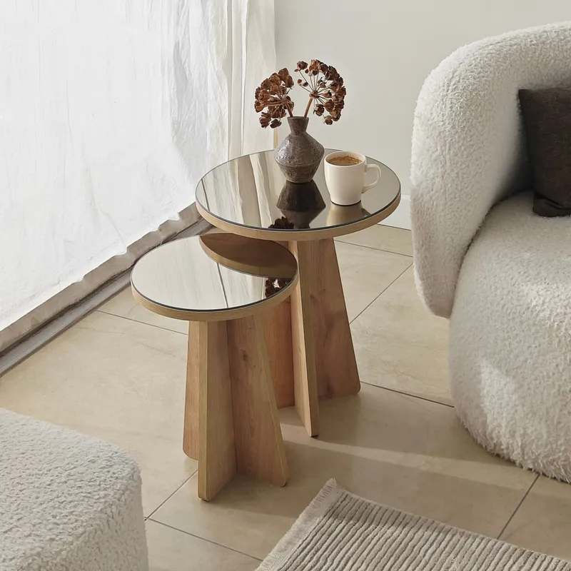 Dasina sidebord 2 deler 50 cm - Bronzie/Safir Eik - Møbler - Bord - Avlastningsbord & sidobord - Settbord