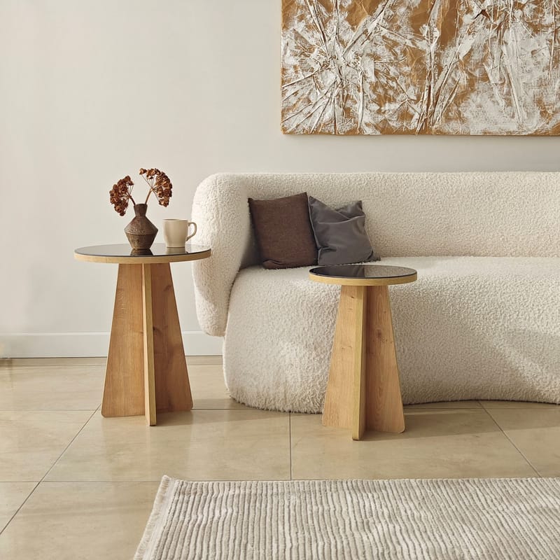 Dasina sidebord 2 deler 50 cm - Bronzie/Safir Eik - Møbler - Bord - Avlastningsbord & sidobord - Settbord