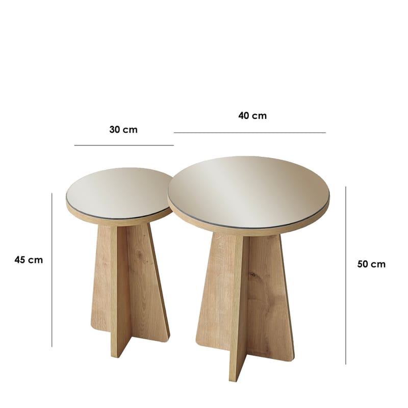 Dasina sidebord 2 deler 50 cm - Bronzie/Safir Eik - Møbler - Bord - Avlastningsbord & sidobord - Settbord