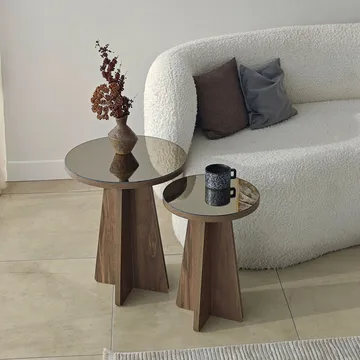 Dasina sidebord 2 deler 50 cm - Bronzie/Valnøtt - Møbler - Bord - Avlastningsbord & sidobord - Settbord
