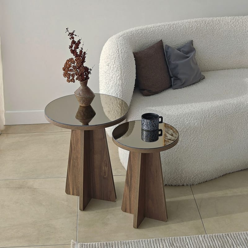 Dasina sidebord 2 deler 50 cm - Bronzie/Valnøtt - Møbler - Bord - Avlastningsbord & sidobord - Settbord