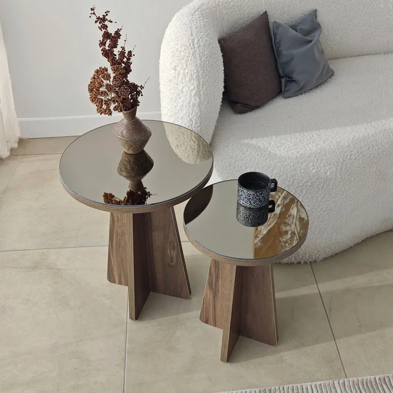 Dasina sidebord 2 deler 50 cm - Bronzie/Valnøtt - Møbler - Bord - Avlastningsbord & sidobord - Settbord