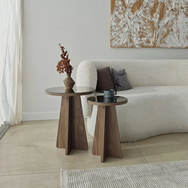 Dasina sidebord 2 deler 50 cm - Bronzie/Valnøtt - Møbler - Bord - Avlastningsbord & sidobord - Settbord
