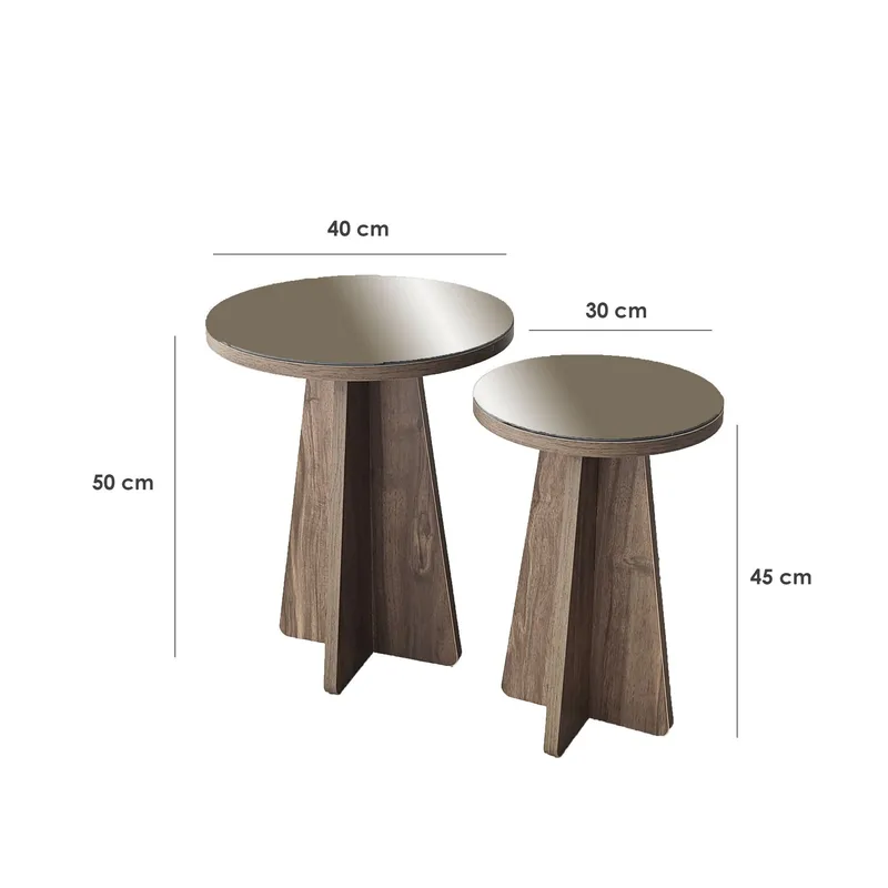 Dasina sidebord 2 deler 50 cm - Bronzie/Valnøtt - Møbler - Bord - Avlastningsbord & sidobord - Settbord