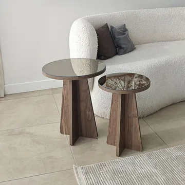 Dasina sidebord 2 deler 50 cm - Bronzie/Valnøtt - Møbler - Bord - Avlastningsbord & sidobord - Settbord