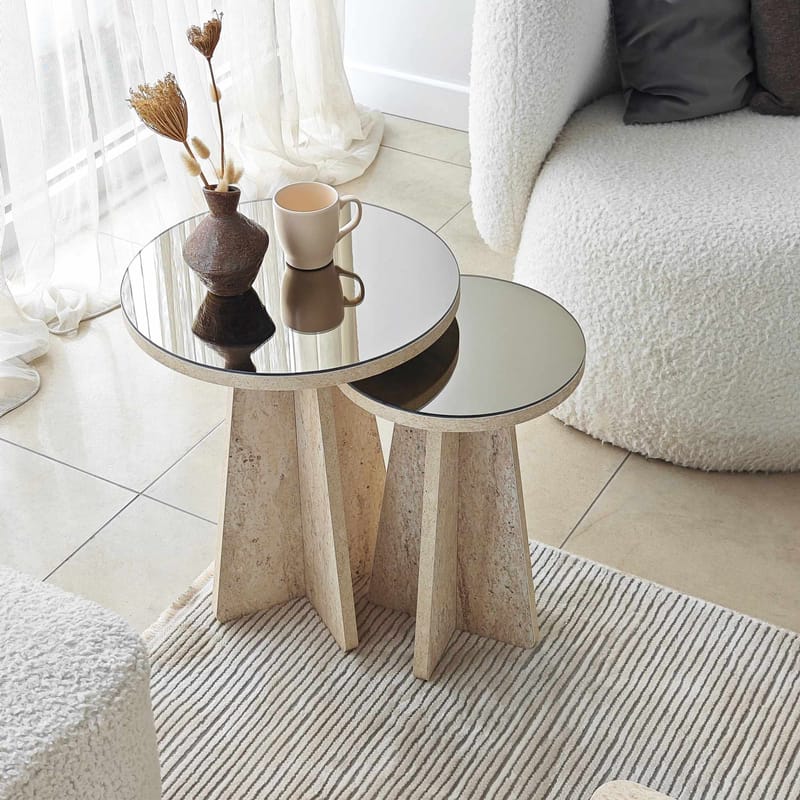 Dasina sidebord 2 deler 50 cm - Travertin/Bronse - Møbler - Bord - Avlastningsbord & sidobord - Settbord