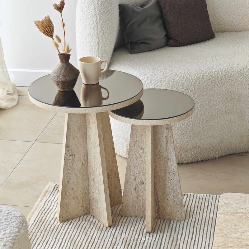 Dasina sidebord 2 deler 50 cm - Travertin/Bronse - Møbler - Bord - Avlastningsbord & sidobord - Settbord