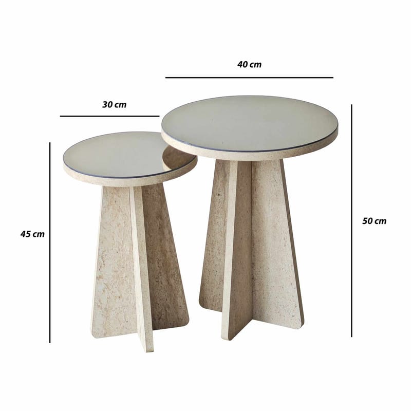 Dasina sidebord 2 deler 50 cm - Travertin/Bronse - Møbler - Bord - Avlastningsbord & sidobord - Settbord