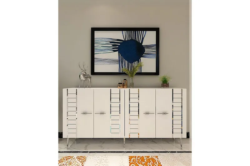 Deylin Konsollbord 150 cm - Hvit/Sølv - Møbler - Bord - Avlastningsbord & sidobord - Konsollbord & gangbord