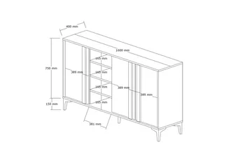 Dora Konsollbord 160 cm - Antrasitt - Oppbevaring - Oppbevaringsmøbler - Sideboard & skjenk