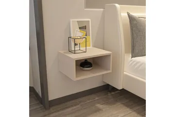 Dora Vegghengt Nattbord 45 cm med Tre- og Eikeutseende, Oppbevaring med Hylle - Beige - Møbler - Bord - Avlastningsbord & sidobord - Sengebord & nattbord