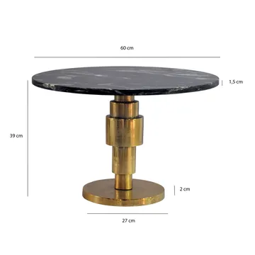 Dorlen Rundt sofabord i aluminium med marmortopp - svart og gull - Møbler - Bord - Avlastningsbord & sidobord - Pidestall & blomsterpidestall