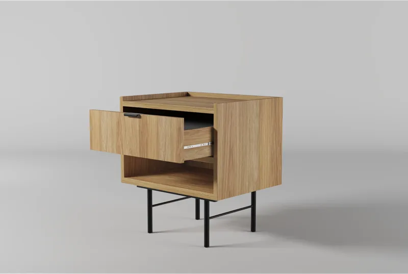 Dravo Nattbord 40 cm - Naturlig hickory / naturlig eiketone - Møbler - Bord - Avlastningsbord & sidobord - Sengebord & nattbord