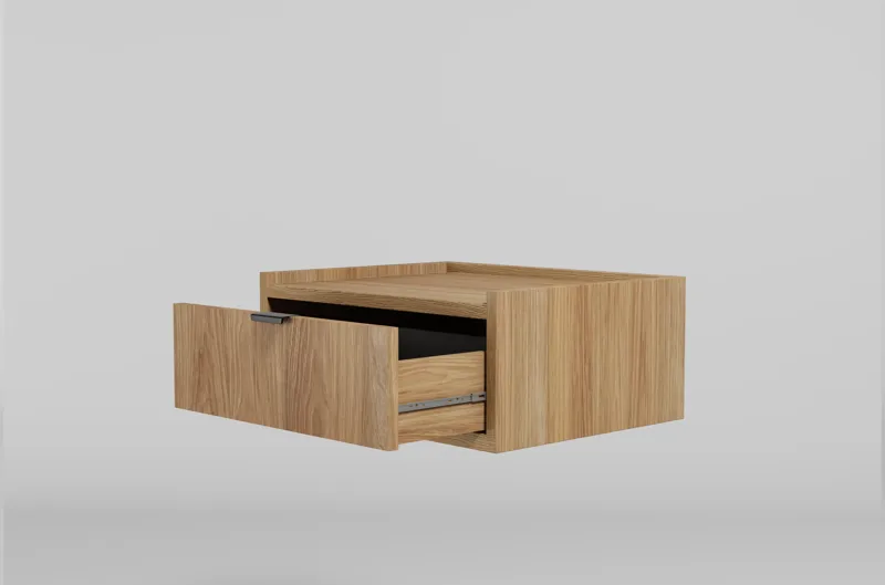 Dravo Vegghengt Nattbord 40 cm - Naturlig hickory / naturlig eiketone - Møbler - Bord - Avlastningsbord & sidobord - Sengebord & nattbord