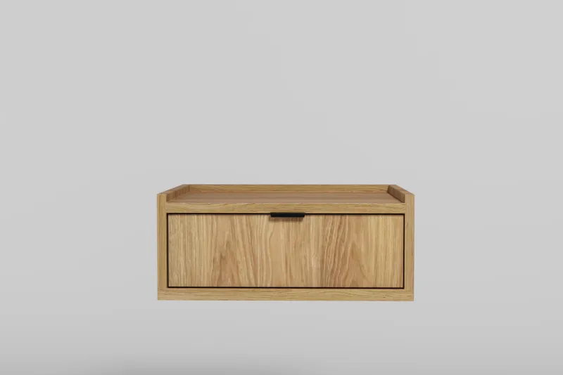 Dravo Vegghengt Nattbord 40 cm - Naturlig hickory / naturlig eiketone - Møbler - Bord - Avlastningsbord & sidobord - Sengebord & nattbord