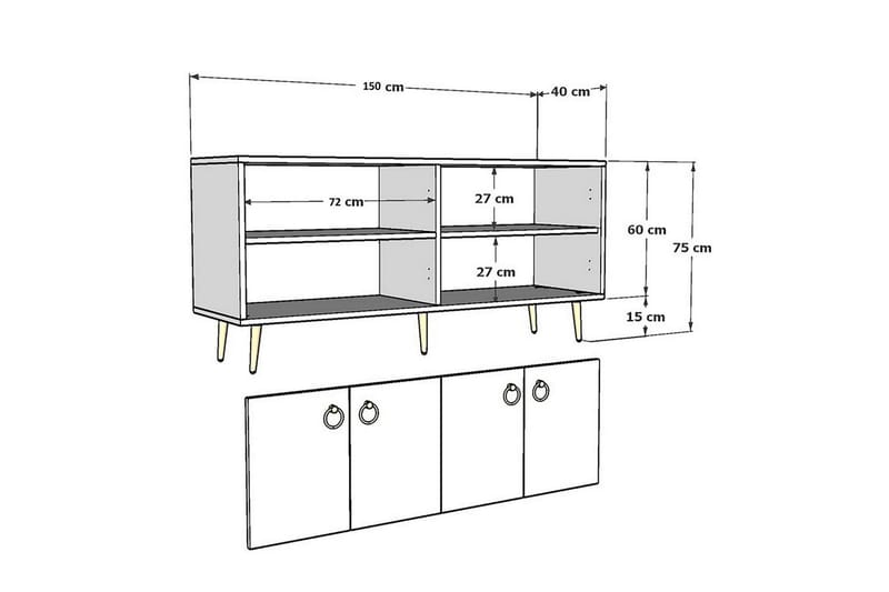 Drop Konsollbord 150 cm - Hvit - Møbler - Bord - Avlastningsbord & sidobord - Konsollbord & gangbord