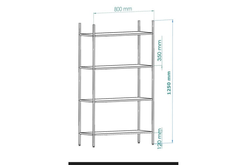 Edilberta Bokhylle 80 cm - Gull - Oppbevaring - Hylle - Bokhylle