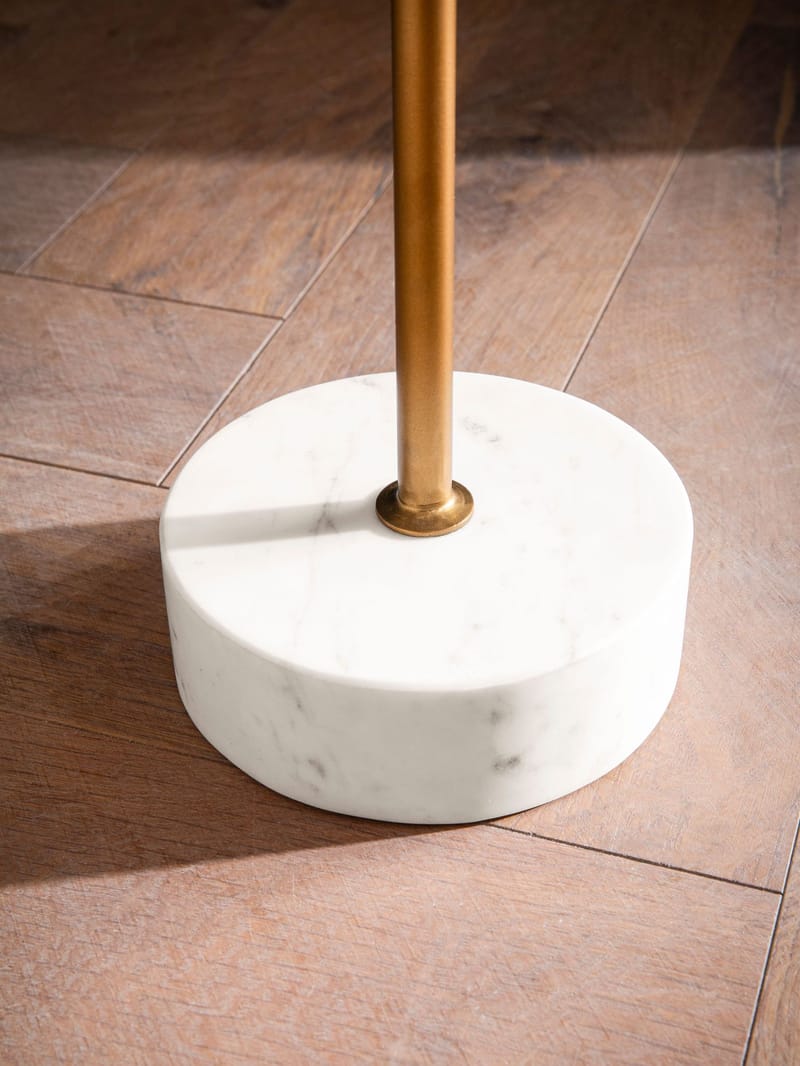 Eliela sidebord 40 cm rundt - varm mørkebrun, gull og hvit - Møbler - Bord - Avlastningsbord & sidobord - Pidestall & blomsterpidestall