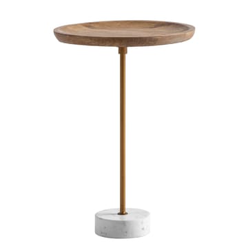 Eliela sidebord 40 cm rundt - varm mørkebrun, gull og hvit - Møbler - Bord - Avlastningsbord & sidobord - Pidestall & blomsterpidestall