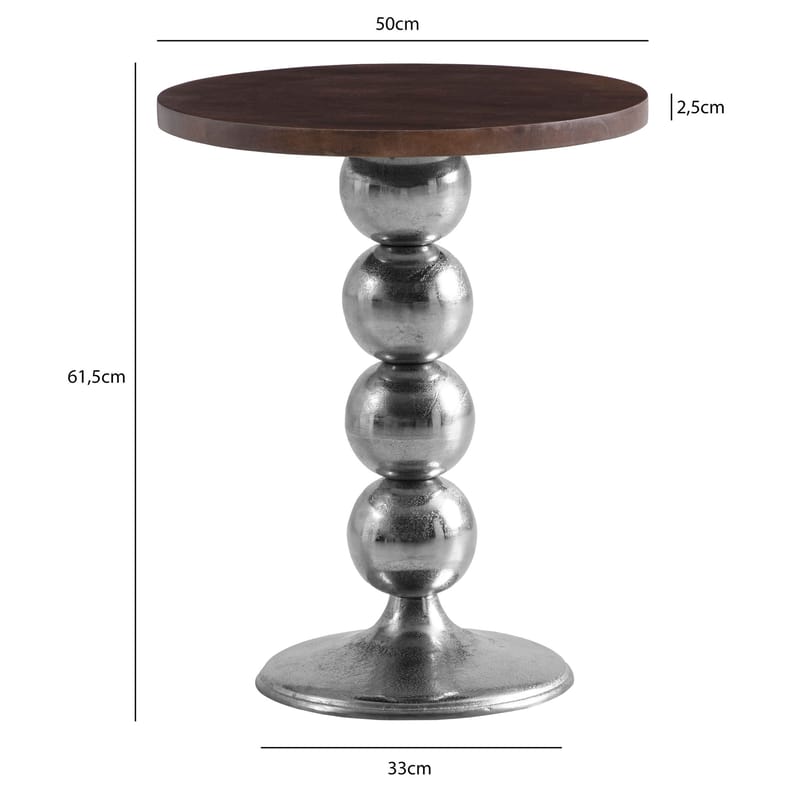 Elieri sidebord 50 cm - mørkebrun og sølv - Møbler - Bord - Avlastningsbord & sidobord - Pidestall & blomsterpidestall