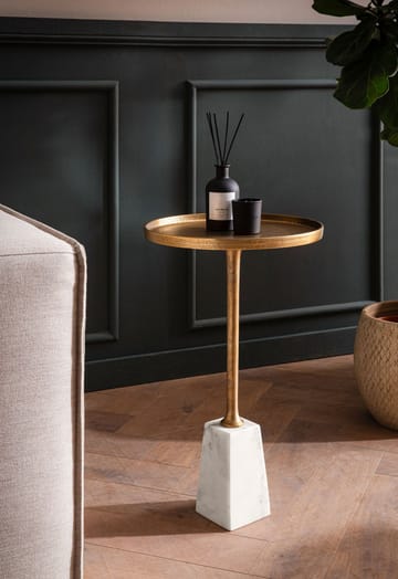Eliilo sidebord 34 cm - antikk gullfarge og hvit marmor - Møbler - Bord - Avlastningsbord & sidobord - Pidestall & blomsterpidestall
