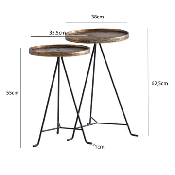 Eliira settbord 38 cm industriell stil - Antikk gull og svart - Møbler - Bord - Avlastningsbord & sidobord - Settbord