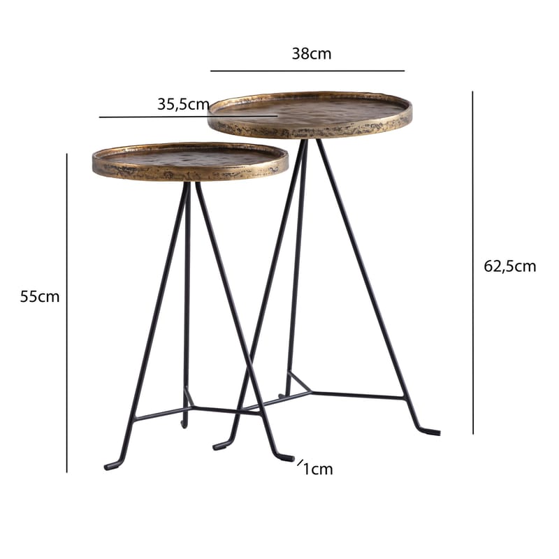 Eliira settbord 38 cm industriell stil - Antikk gull og svart - Møbler - Bord - Avlastningsbord & sidobord - Settbord
