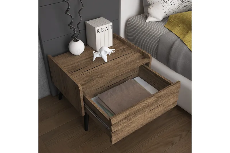 Elspet Nattbord 60 cm - Valnøtt - Møbler - Bord - Avlastningsbord & sidobord - Sengebord & nattbord