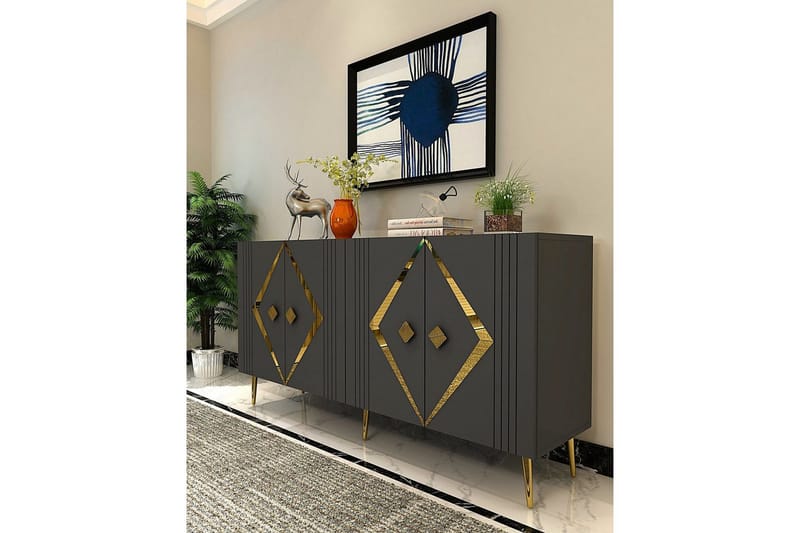 Elvon Konsollbord 150 cm - Antrasitt/Gull - Møbler - Bord - Avlastningsbord & sidobord - Konsollbord & gangbord