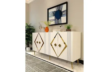 Elvon Konsollbord 150 cm - Hvit/Gull - Møbler - Bord - Avlastningsbord & sidobord - Konsollbord & gangbord