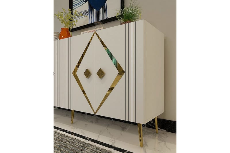 Elvon Konsollbord 150 cm - Hvit/Gull - Møbler - Bord - Avlastningsbord & sidobord - Konsollbord & gangbord