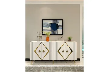 Elvon Konsollbord 150 cm - Hvit/Gull - Møbler - Bord - Avlastningsbord & sidobord - Konsollbord & gangbord