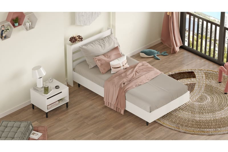 Erhan Nattbord 205,6 cm - Hvit - Møbler - Bord - Avlastningsbord & sidobord - Sengebord & nattbord