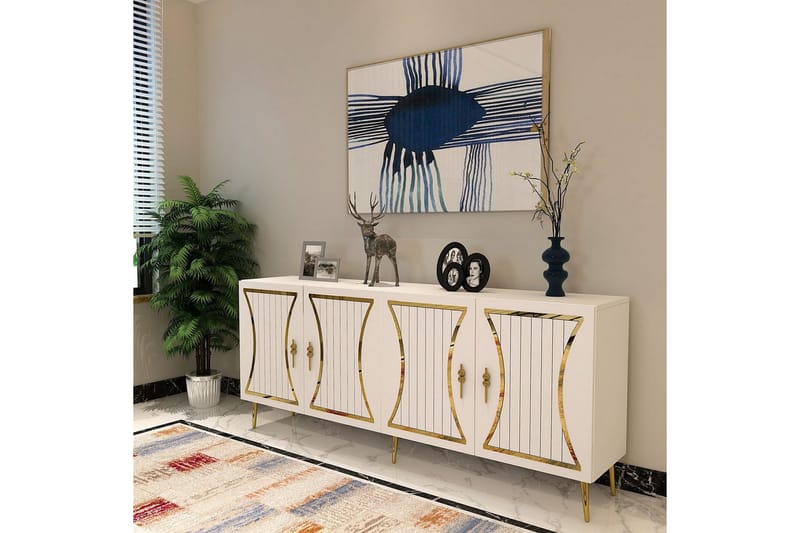 Falra Konsollbord 150 cm - Hvit/Gull - Møbler - Bord - Avlastningsbord & sidobord - Konsollbord & gangbord