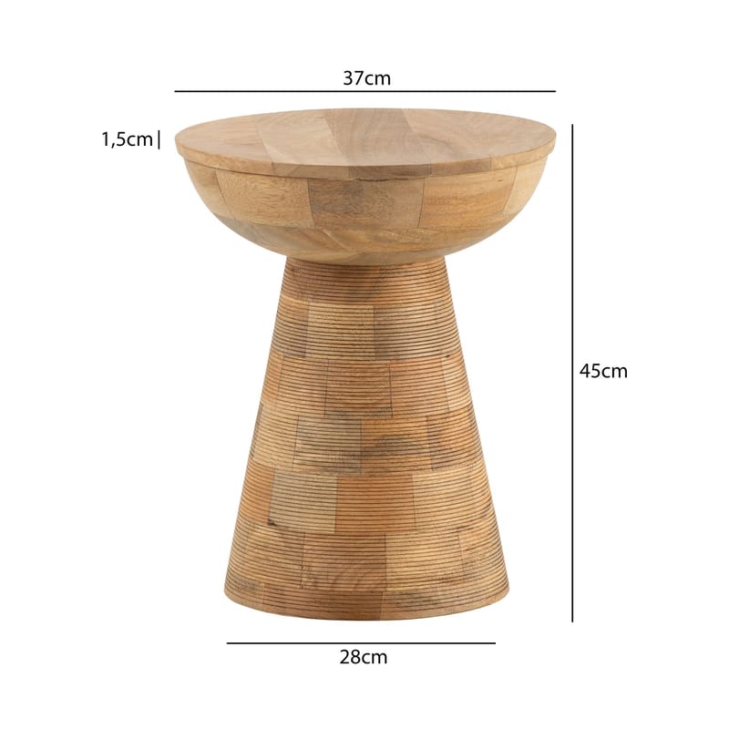 Fenilo sidebord 37 cm - Naturlig bleket/ lyst mangotre - Møbler - Bord - Avlastningsbord & sidobord - Pidestall & blomsterpidestall