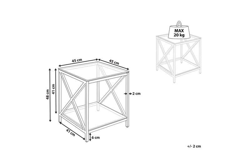 Fidelina Sidebord 45 cm - Sølv/Transparent - Møbler - Bord - Avlastningsbord & sidobord - Lampebord & sidebord