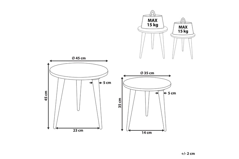 Filbert Settbord 45 cm - Lyst tre/Hvit - Møbler - Bord - Avlastningsbord & sidobord - Settbord