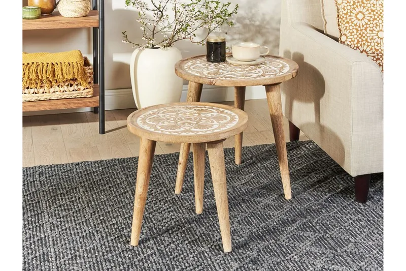 Fiorenzo Settbord 45 cm - Lyst tre/Hvit - Møbler - Bord - Avlastningsbord & sidobord - Settbord