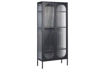 Foxton Vitrinskap 80 cm med Oppbevaring i Metall og Glass - Svart - Oppbevaring - Skap - Vitrineskap